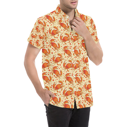 Crab Pattern Print Design 01 Men's Short Sleeve Button Up Shirt