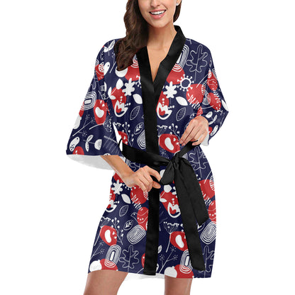 Nordic Pattern Print Design A02 Women's Short Kimono