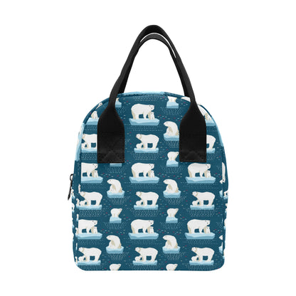 Polar Bear Pattern Print Design PB02 Insulated Lunch Bag