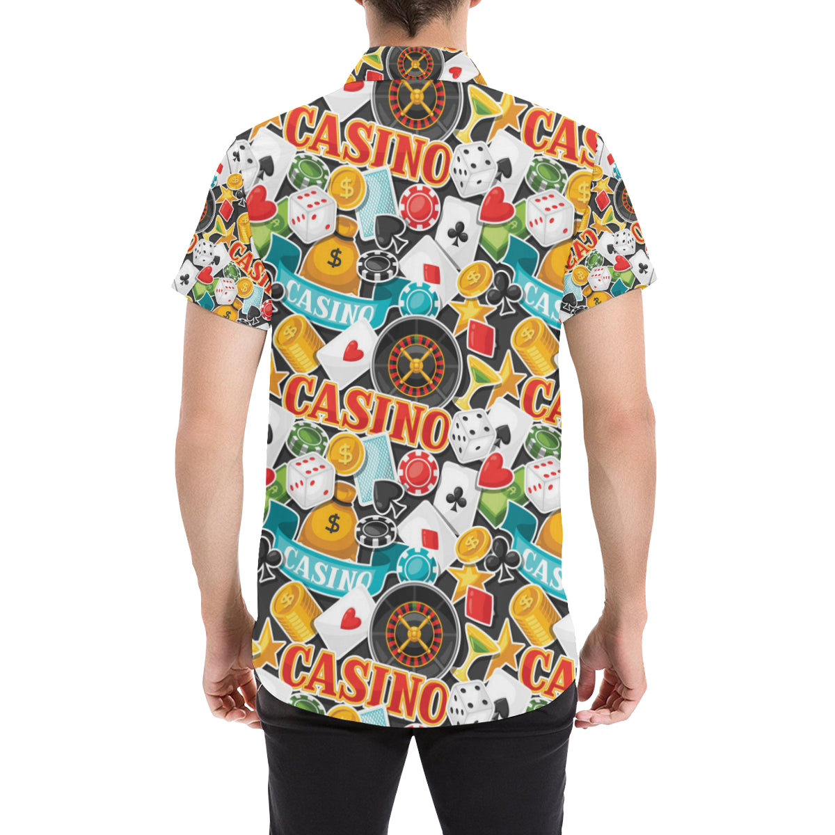 Casino Pattern Print Design 03 Men's Short Sleeve Button Up Shirt