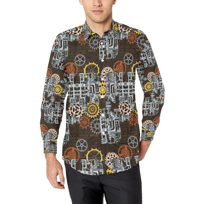 Mechanic Pattern Print Design 04 Men's Long Sleeve Shirt