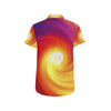 Vortex Twist Swirl Flame Themed Men's Short Sleeve Button Up Shirt