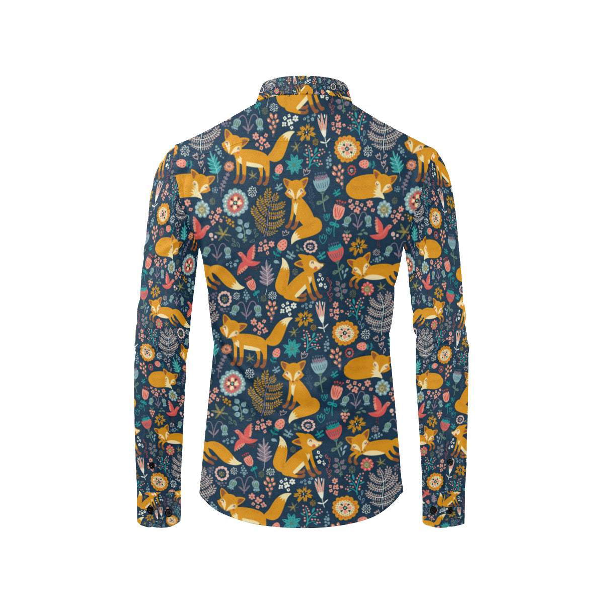 Fox Cute Jungle Print Pattern Men's Long Sleeve Shirt