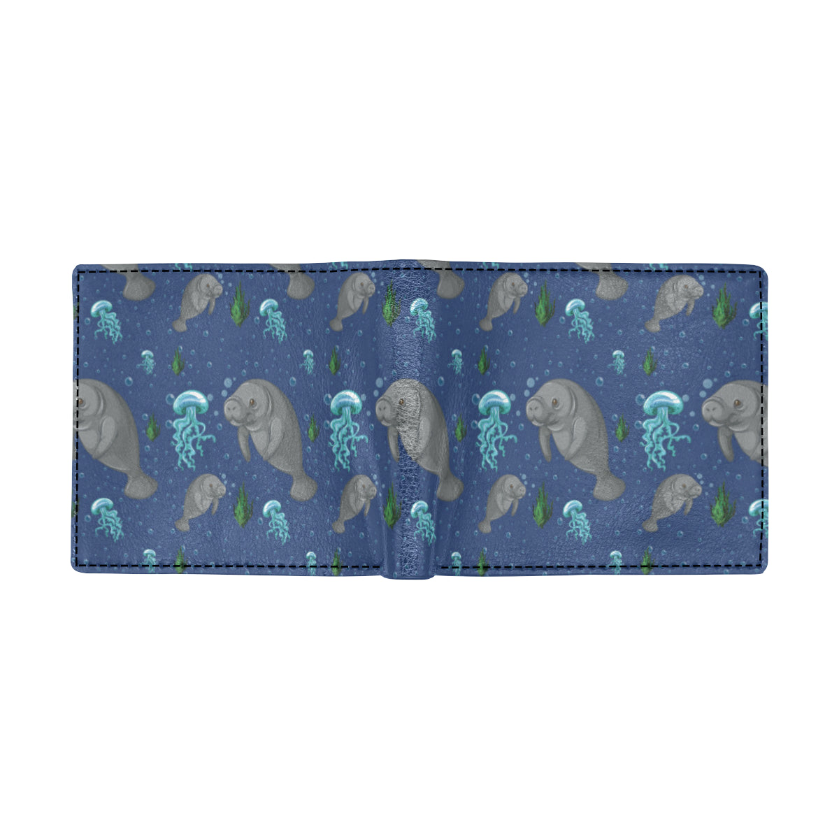 Manatee Pattern Print Design 01 Men's ID Card Wallet