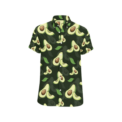 Avocado Pattern Print Design AC07 Men's Short Sleeve Button Up Shirt