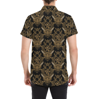 Eye of Horus Mandala Style Men's Short Sleeve Button Up Shirt