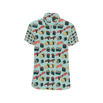 Sushi Pattern Design Men's Short Sleeve Button Up Shirt