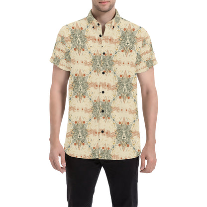 Leo Pattern Print Design 02 Men's Short Sleeve Button Up Shirt