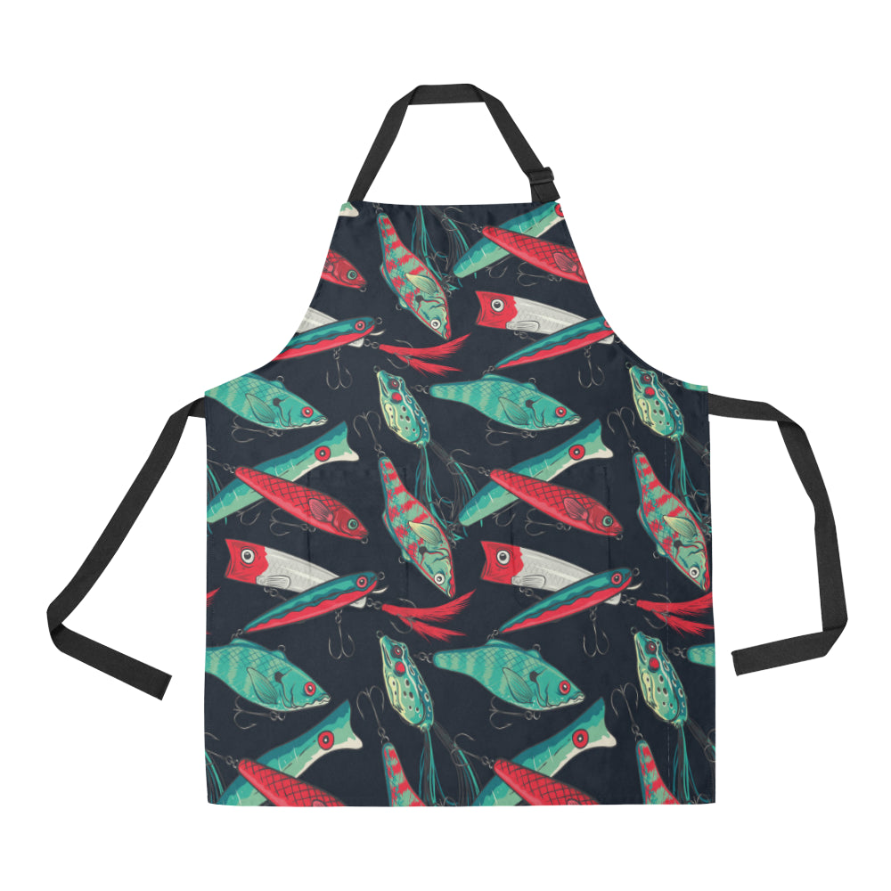 Fishing Bait Pattern Apron with Pocket