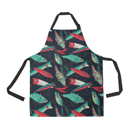 Fishing Bait Pattern Apron with Pocket