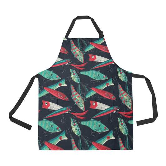 Fishing Bait Pattern Apron with Pocket