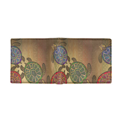 Sea Turtle Tribal Colorful Men's ID Card Wallet