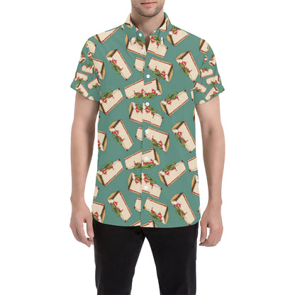 Cheesecake Pattern Print Design CK02 Men's Short Sleeve Button Up Shirt