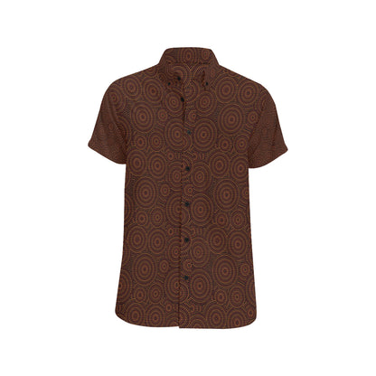 Aboriginal Pattern Print Design 02 Men's Short Sleeve Button Up Shirt