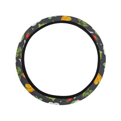 Vegan Pattern Themed Design Print Steering Wheel Cover with Elastic Edge