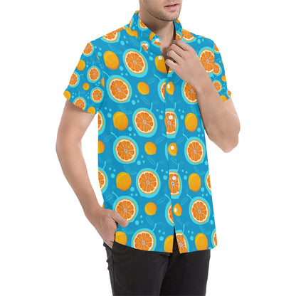 Grapefruit Pattern Print Design GF03 Men's Short Sleeve Button Up Shirt