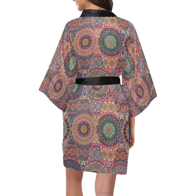 Bohemian Pattern Print Design 07 Women's Short Kimono