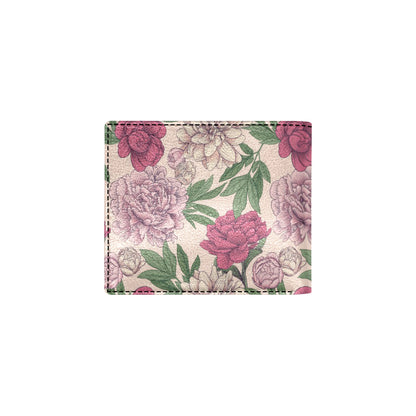 Peony Pattern Print Design A01 Men's ID Card Wallet