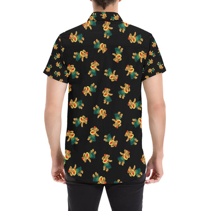Hula Bear Pattern Print Design 06 Men's Short Sleeve Button Up Shirt