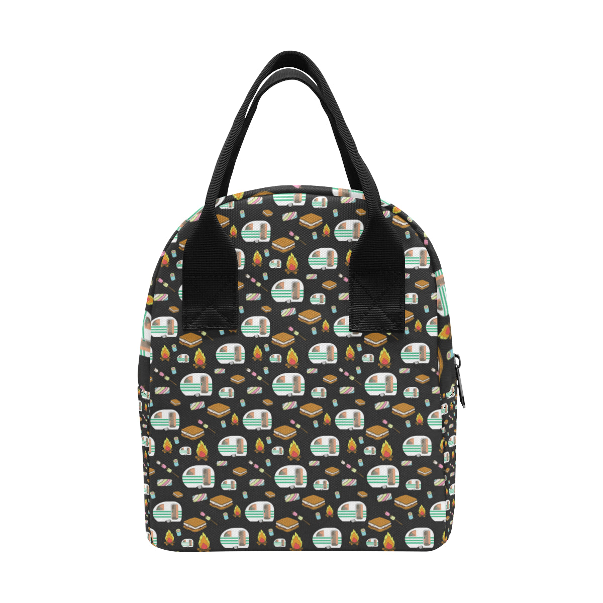 Camper marshmallow Camping Design Print Insulated Lunch Bag