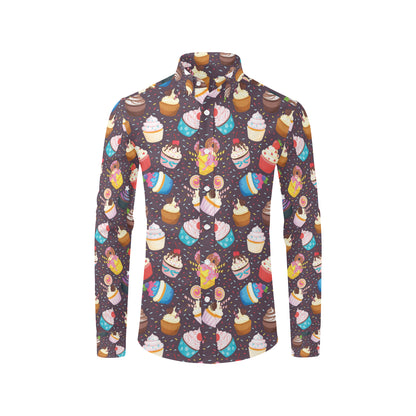 Cupcakes Party Print Pattern Men's Long Sleeve Shirt