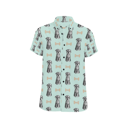 Schnauzers Pattern Print Design A03 Men's Short Sleeve Button Up Shirt