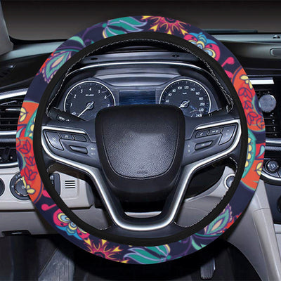 Paisley Boho Pattern Print Design A06 Steering Wheel Cover with Elastic Edge