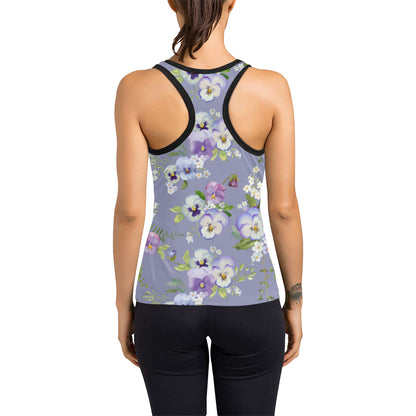 Pansy Pattern Print Design PS05 Women's Racerback Tank Top