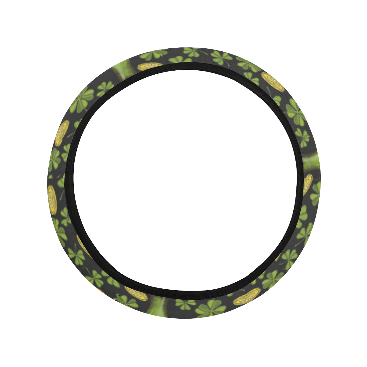 Clover St Patricks Pattern Print Design 03 Steering Wheel Cover with Elastic Edge