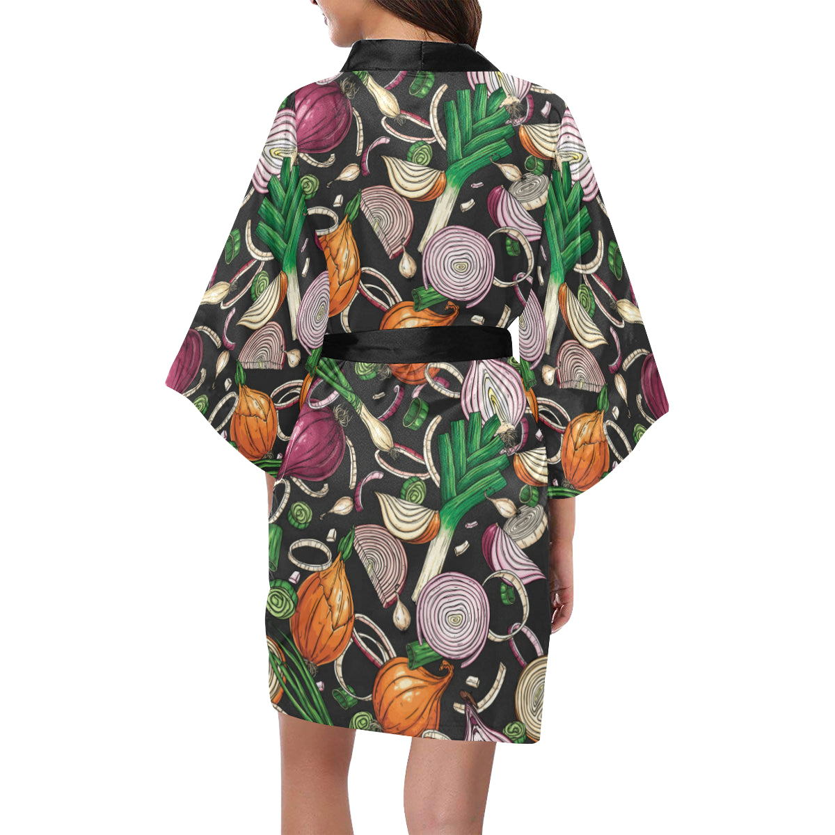 Onion Pattern Print Design A03 Women's Short Kimono