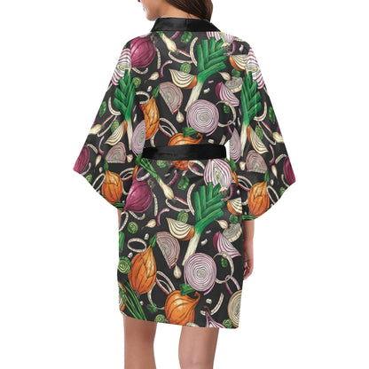 Onion Pattern Print Design A03 Women's Short Kimono