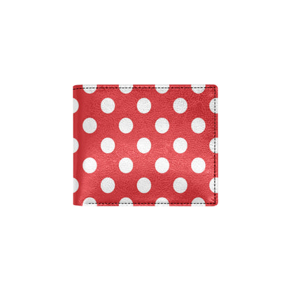 Polka Dot Red Pattern Print Design 04 Men's ID Card Wallet