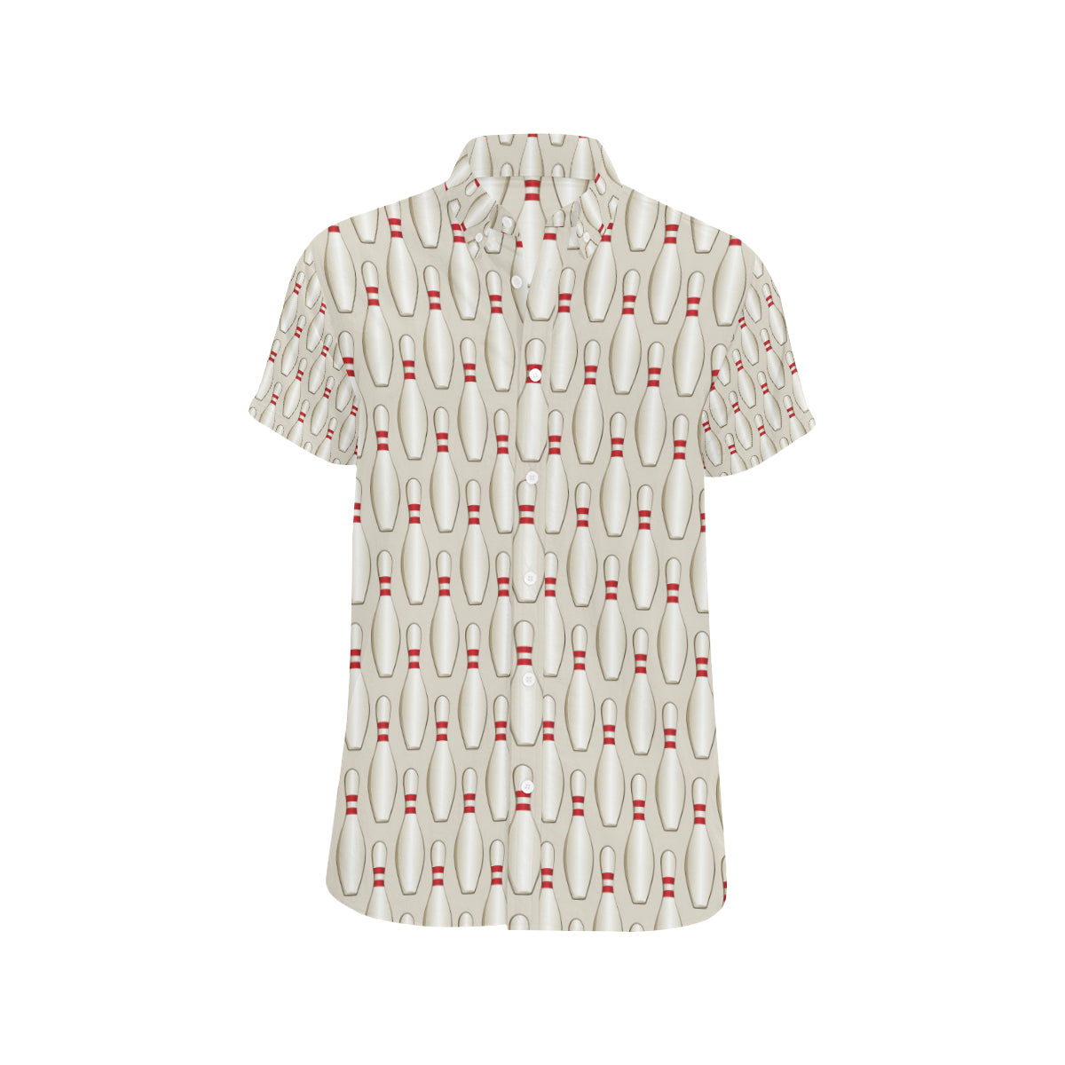Bowling Pin Pattern Print Design 01 Men's Short Sleeve Button Up Shirt
