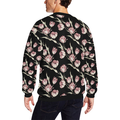 Tulip Pink Pattern Print Design TP02 Men Long Sleeve Sweatshirt