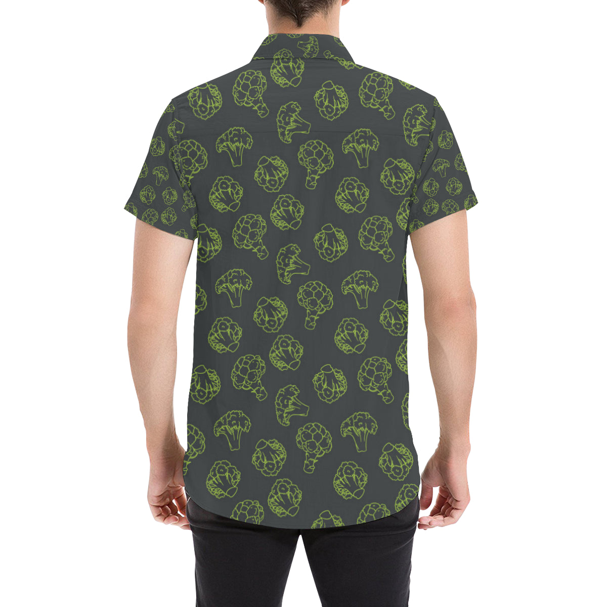 Broccoli Pattern Print Design 01 Men's Short Sleeve Button Up Shirt