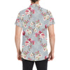 Summer Floral Pattern Print Design SF02 Men's Short Sleeve Button Up Shirt