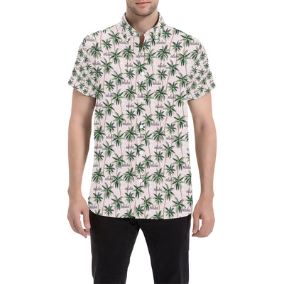 Aloha Beach Pattern Design Themed Print Men's Short Sleeve Button Up Shirt