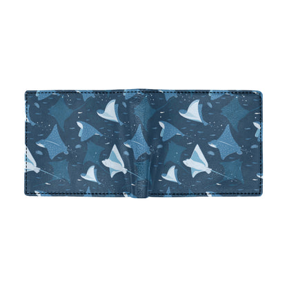 Manta Ray Pattern Print Design 02 Men's ID Card Wallet