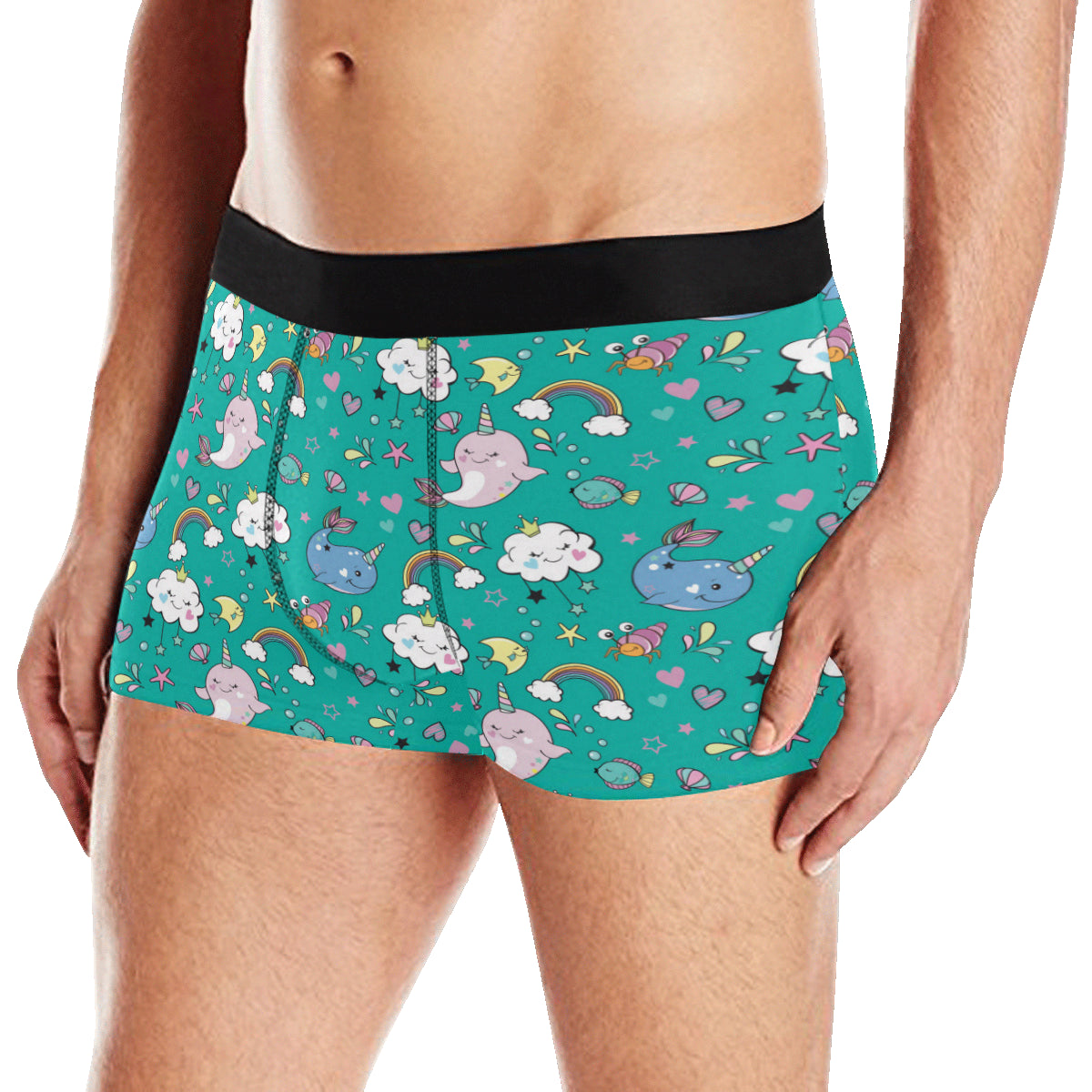 Narwhal Pattern Print Design 04 Men's Boxer Briefs