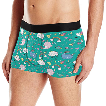 Narwhal Pattern Print Design 04 Men's Boxer Briefs