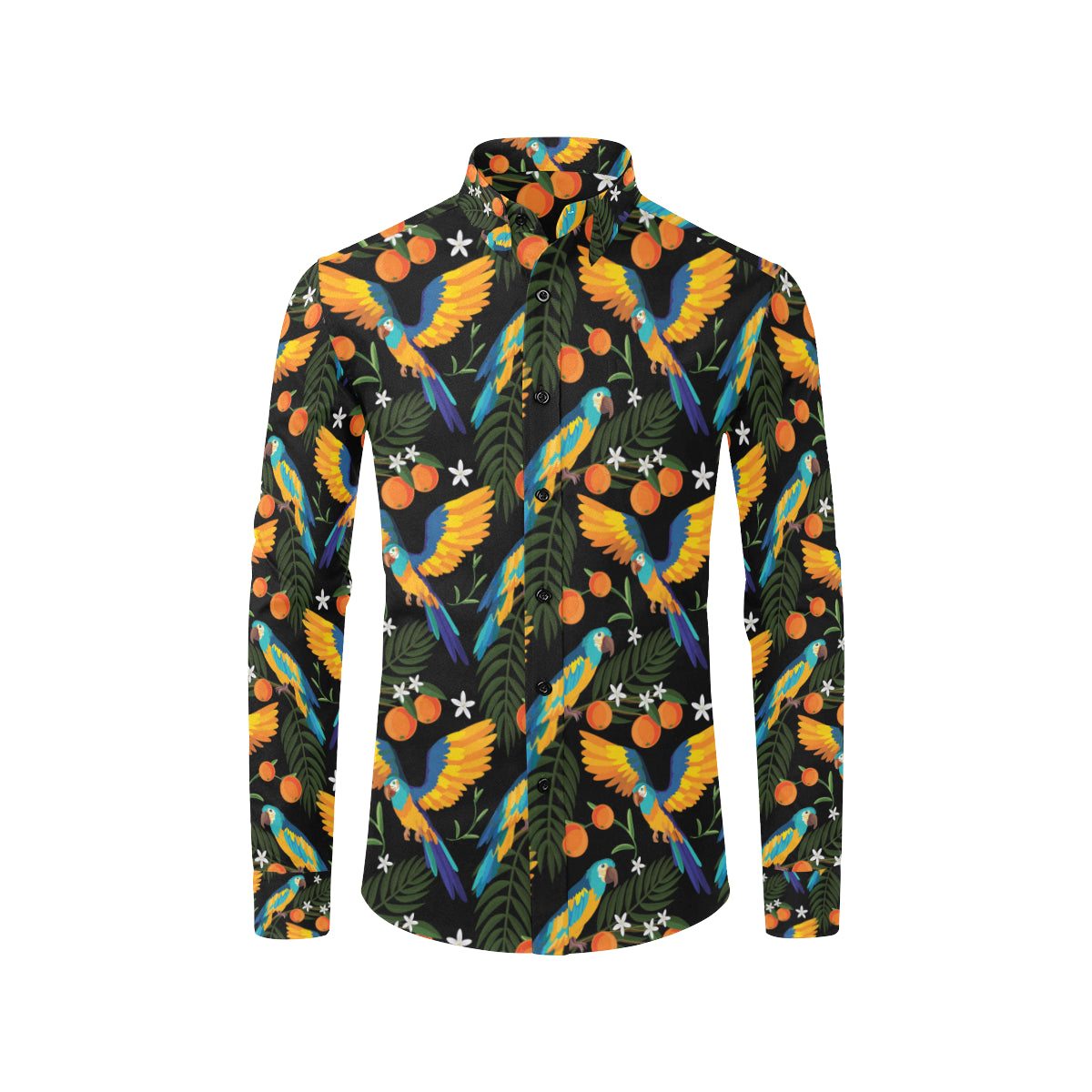 Macaw Pattern Print Design 03 Men's Long Sleeve Shirt