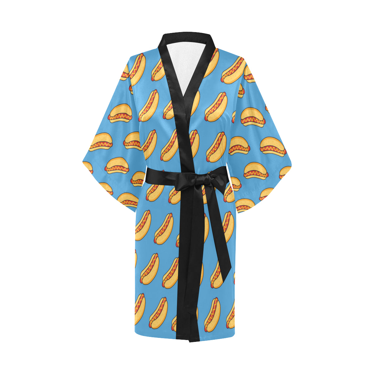 Hot Dog Pattern Print Design 02 Women's Short Kimono