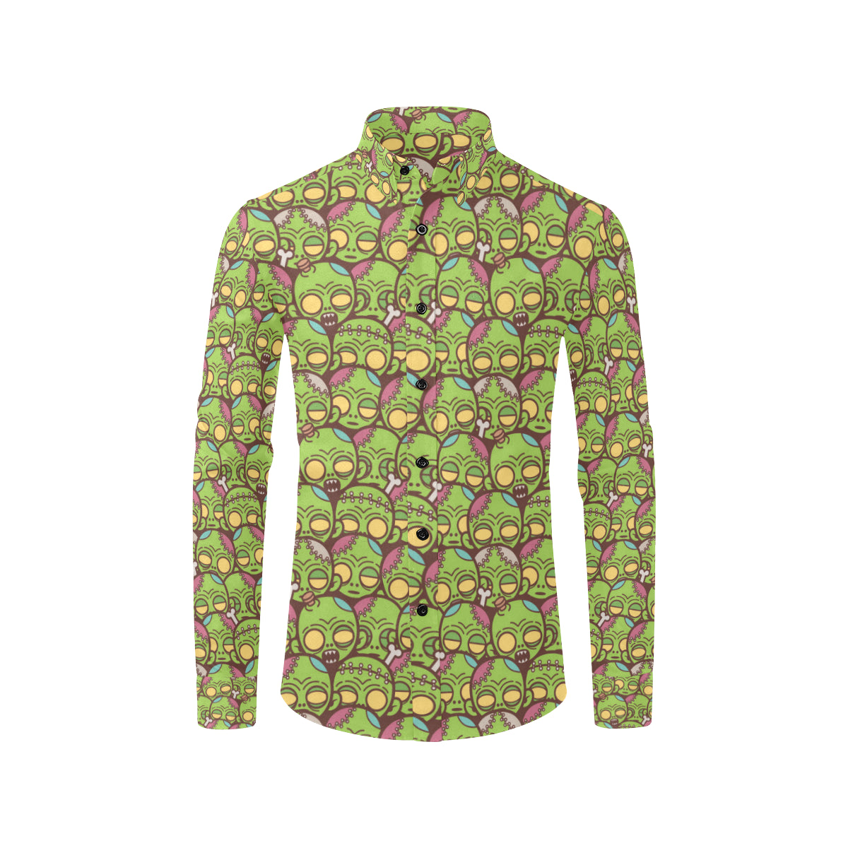 Zombie Head Design Pattern Print Men's Long Sleeve Shirt