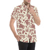 Tiki Tribal Mask Palm Tree Men's Short Sleeve Button Up Shirt