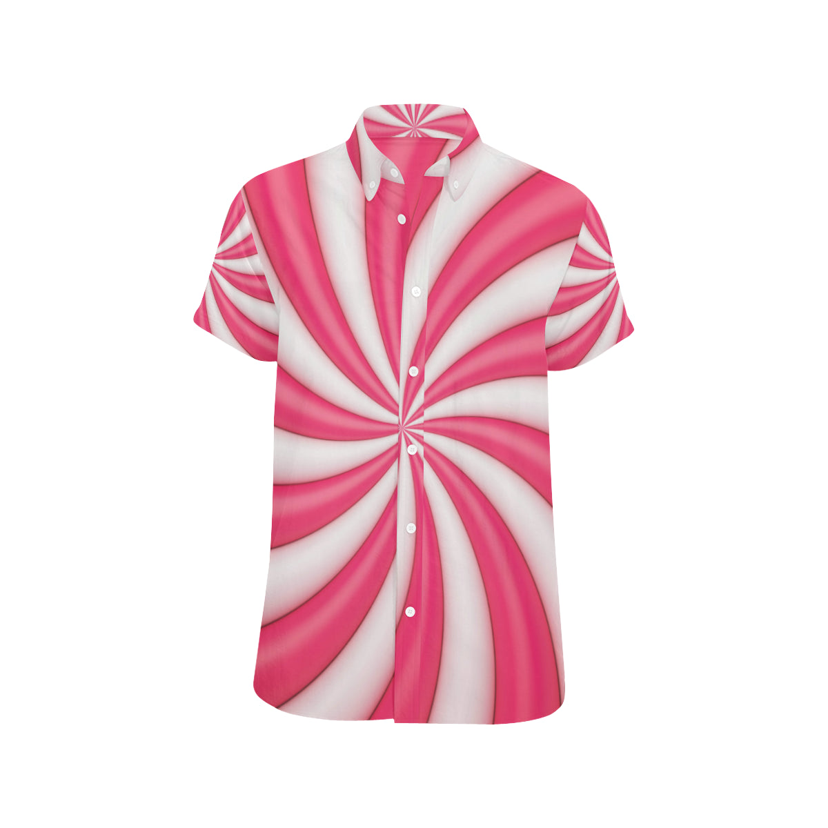 Vortex Twist Swirl Candy Print Men's Short Sleeve Button Up Shirt