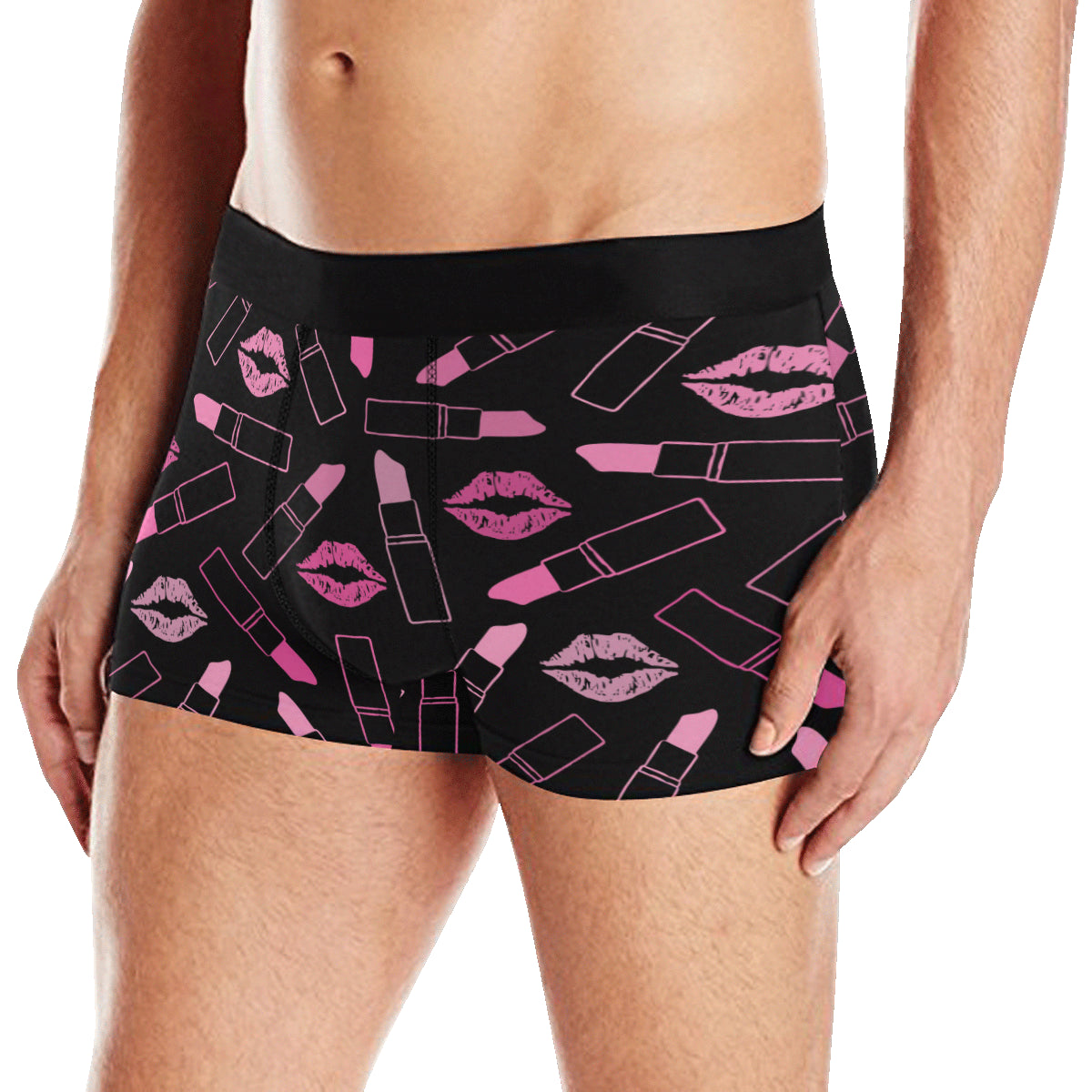 Lipstick Pink Pattern Print Design 01 Men's Boxer Briefs