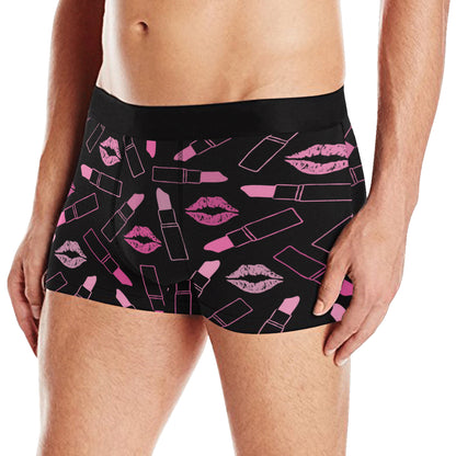 Lipstick Pink Pattern Print Design 01 Men's Boxer Briefs