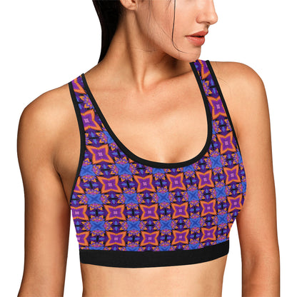 kaleidoscope Purple Orange Print Design Sports Bra