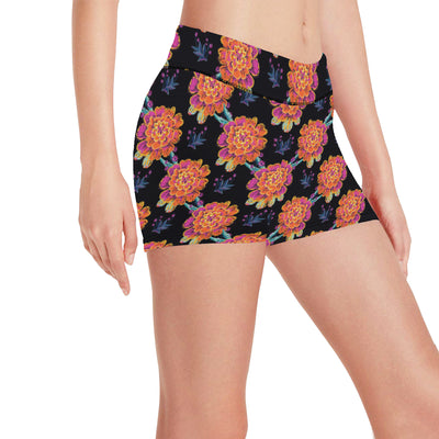 Marigold Pattern Print Design MR04 Yoga Shorts