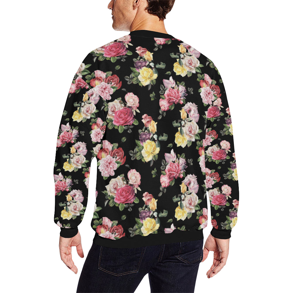 Rose Pattern Print Design RO010 Men Long Sleeve Sweatshirt